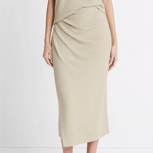 Vince Side-Drape Skirt Beige Women’s Medium Style # V018384457 NWOT